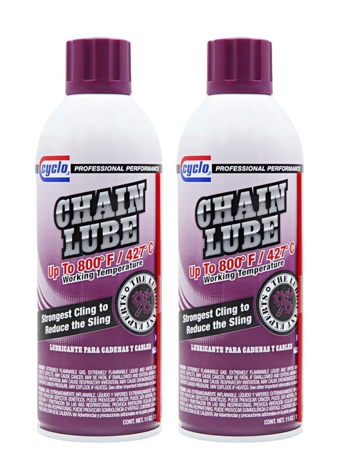 cyclo 2 Piece Combo Motorcycle Chain Lube Spray – High-Temperature Lubricant up to 800°F / 427°C – Reduces Friction & Wear, Prevents Rust, Water Resistant, Long-Lasting Performance for Smooth & Quiet Ride – 11oz - Image 1